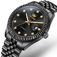 OLEVS 6743 Fluted Bezel Diamond Mechanical Watch for Men