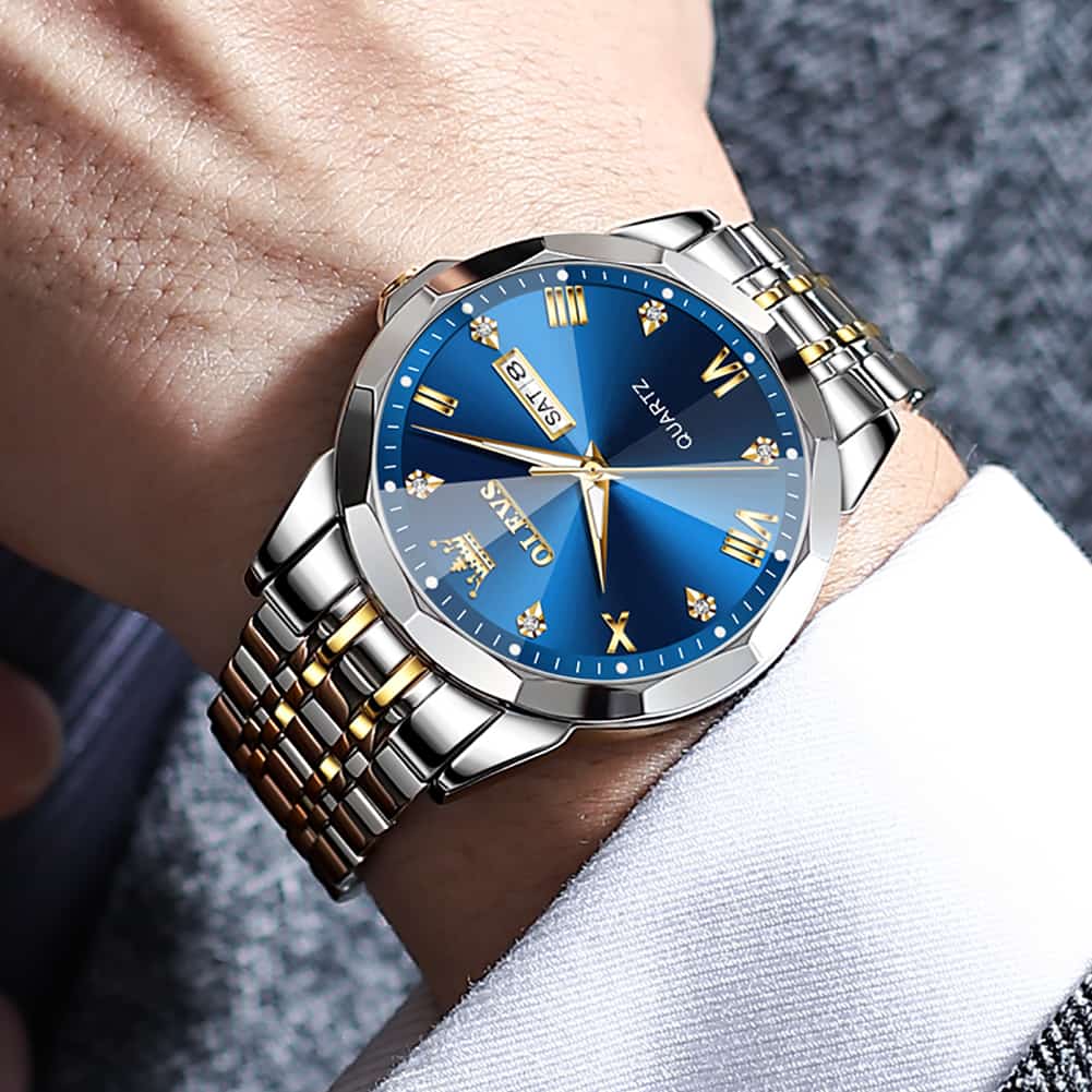 OLEVS 9931 Classic Diamond Stainless Steel Watch for Men