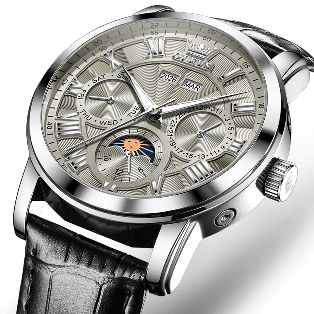 OLEVS 6785 Sun and Moon Multi Function Mechanical Watch for Men