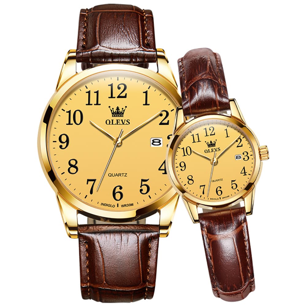 OLEVS Men Classic Leather Dress Watch Arabic Numerals Quartz Date 5566