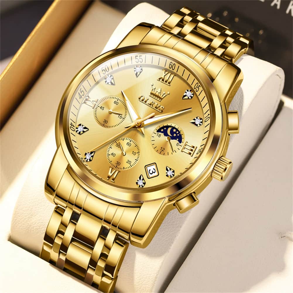 OLEVS 2858 Luxury Moon Phase Chronograph Watch for Men