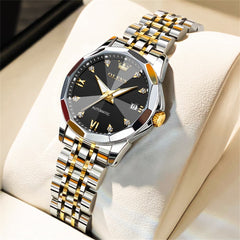 OLEVS 3D Diamond Cut Mirror Automatic Mechanical Watch 9982 for Women