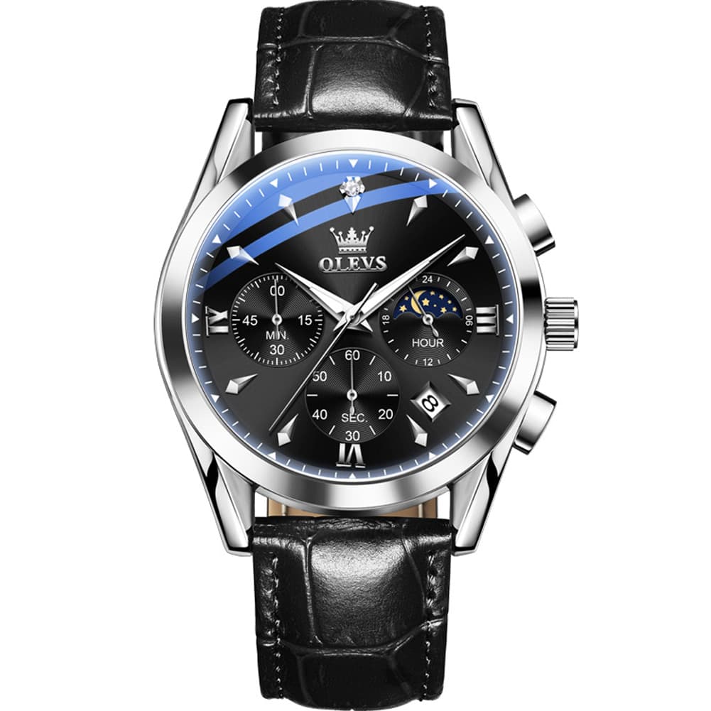 OLEVS 3609 Multifunction Leather Quartz Watch for Men