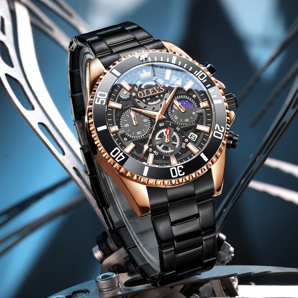 OLEVS 2990 Textured Steel Luminous Sport Watch for Men