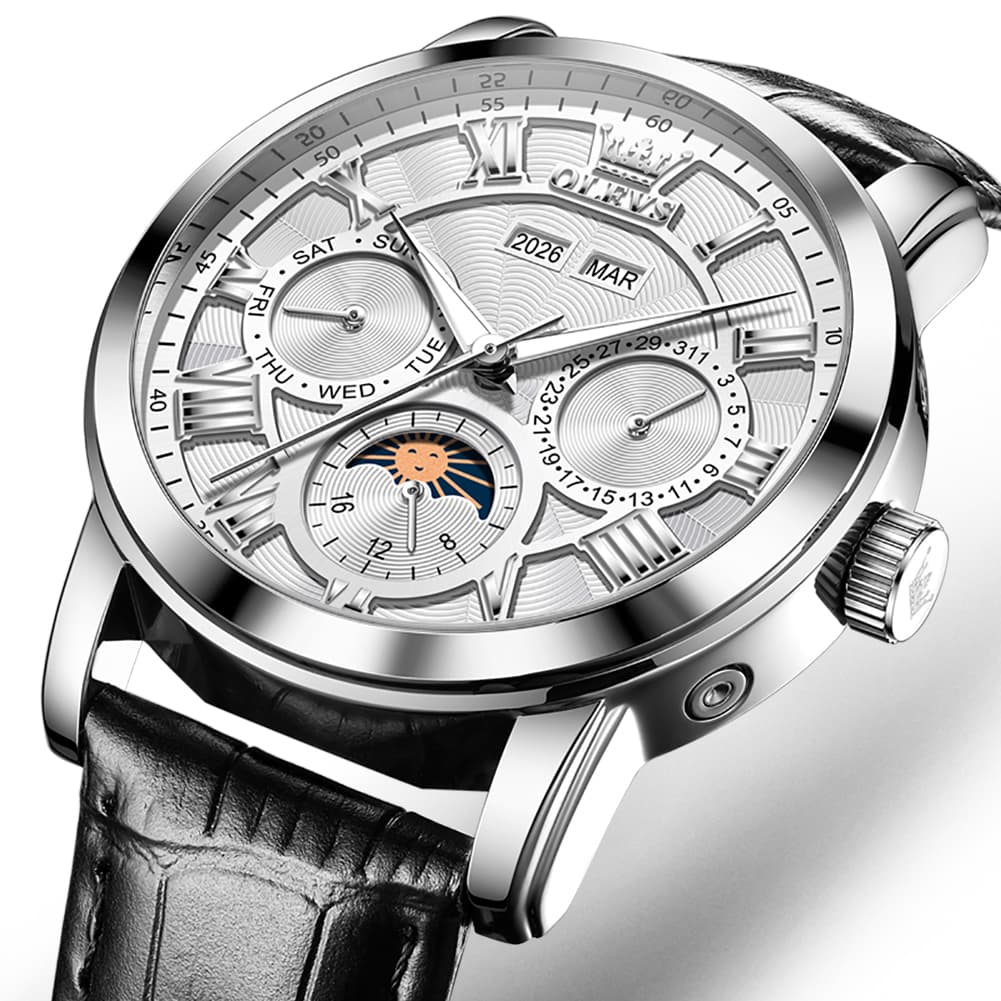 OLEVS 6785 Sun and Moon Multi Function Mechanical Watch for Men