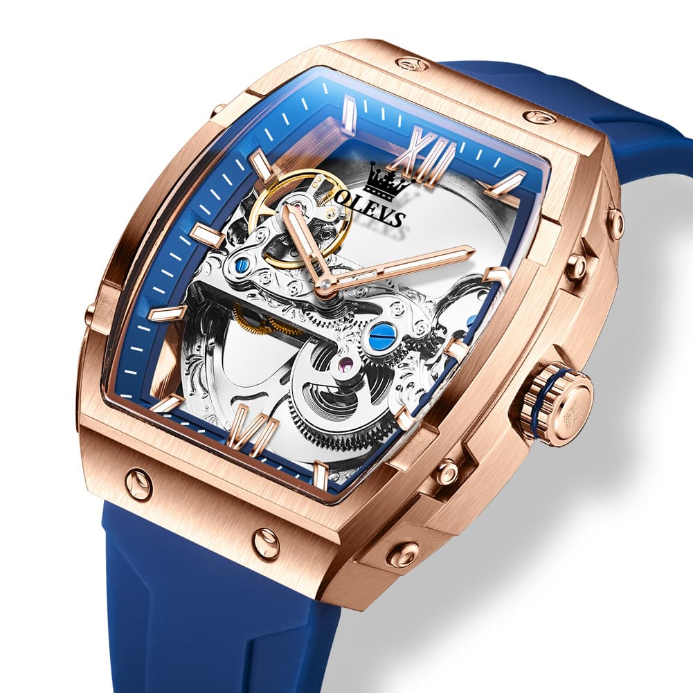 OLEVS 6779 Tonneau Skeleton Mechanical Watch for Men