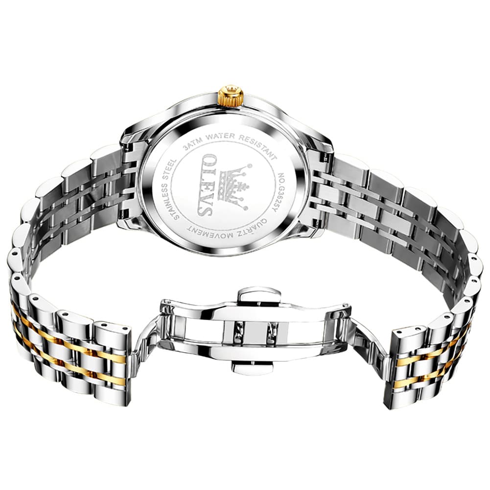 OLEVS 3625 Diamond Bezel Quartz Steel Watch for Men