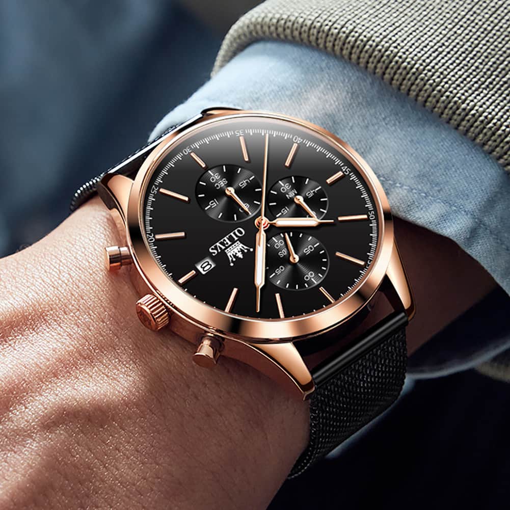 OLEVS 2881 Minimalist Milanese Chronograph Watch for Men