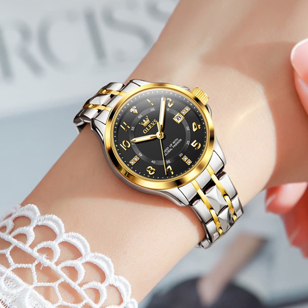 OLEVS 2910 Diamond Day Date Couples Watch Set Men Women