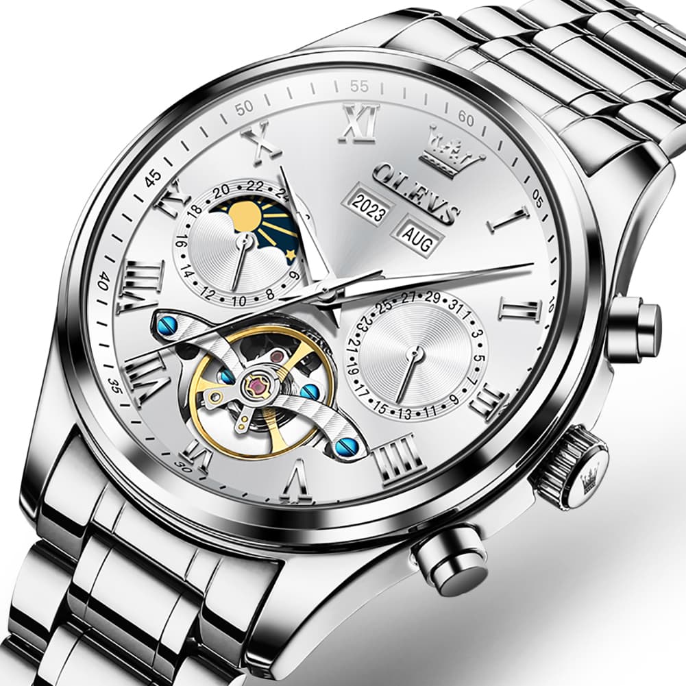 OLEVS 7005 Multi Function Skeleton Mechanical Watch for Men