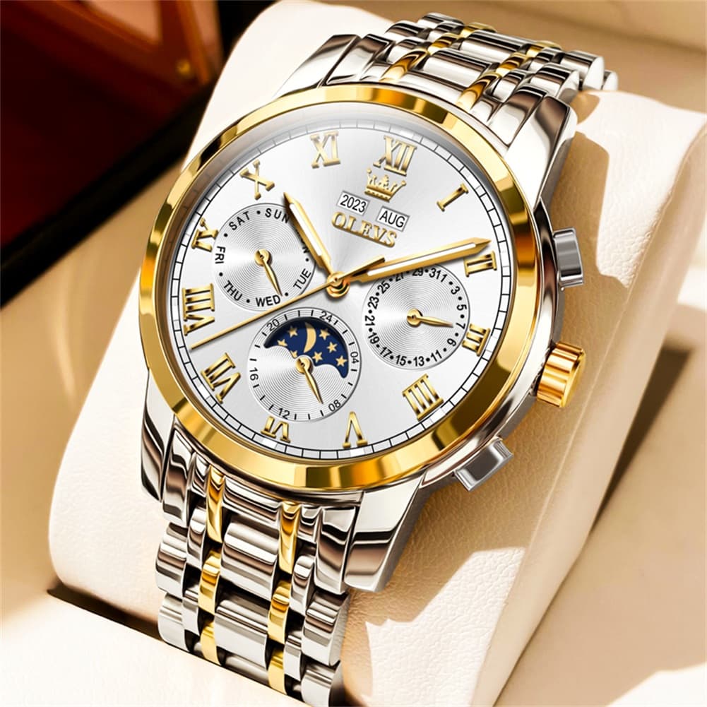 OLEVS 6692 Automatic Moon Phase Multifunction Steel Watch for Men