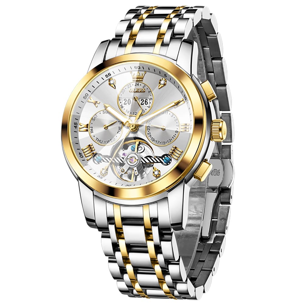 OLEVS 3D Diamond Cut Skeleton Automatic Watch 7121 for Men