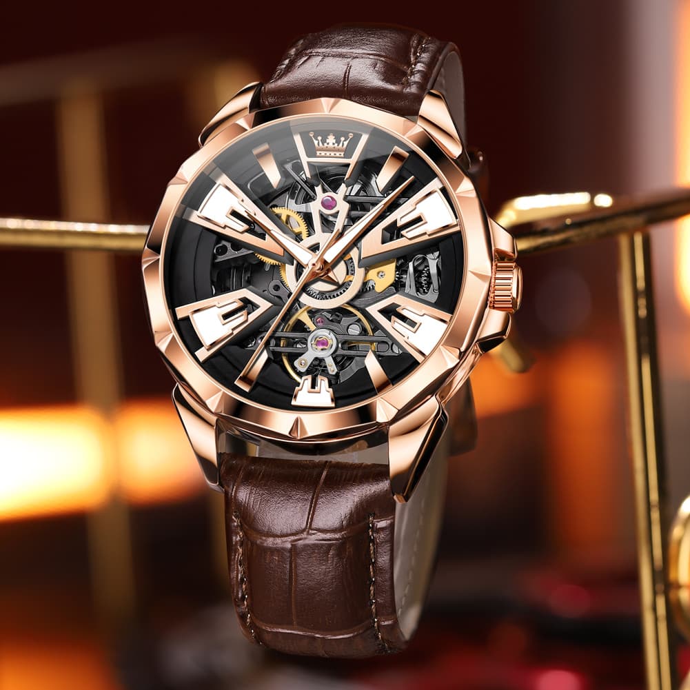 OLEVS 7051 Skeleton Racing Mechanical Watch For Men