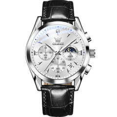 OLEVS 3609 Multifunction Leather Quartz Watch for Men