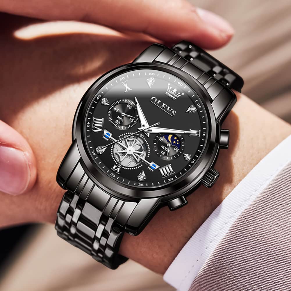 OLEVS 2856 Luxury Moon Phase Chronograph Quartz Watch for Men