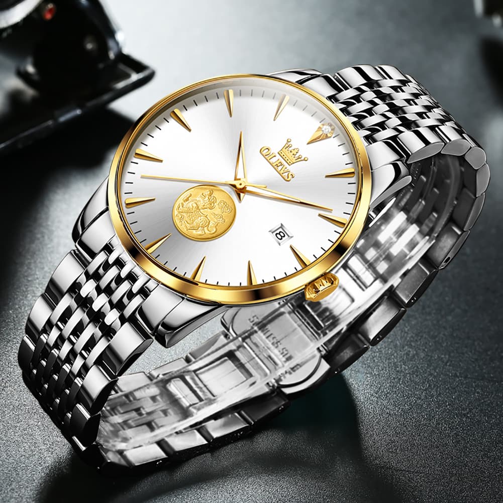 OLEVS 6665 Stainless Steel Pi Xiu Lucky Mechanical Watch for Men