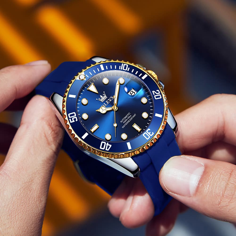 OLEVS 6650 Silicone Automatic Mechanical Dive Watch for Men