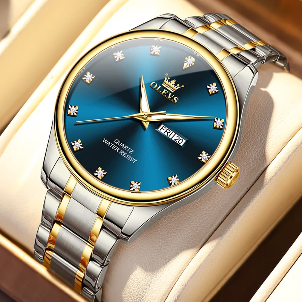 OLEVS 3612 Diamond Dial Quartz Steel Watch for Men