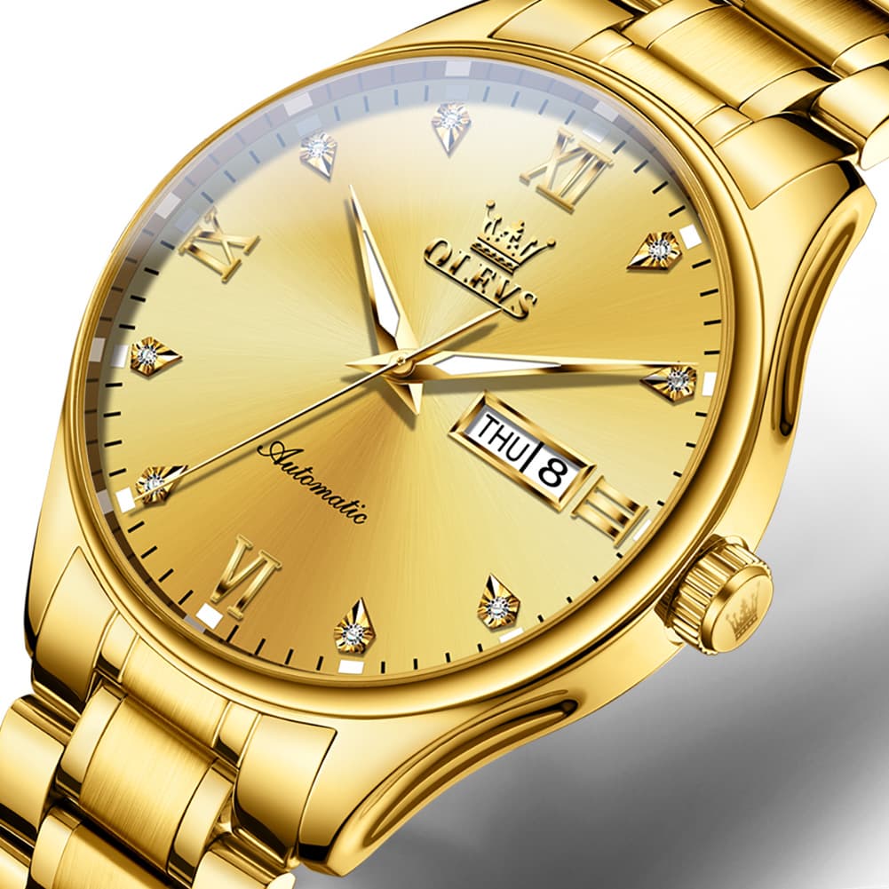 OLEVS Diamond Dial Day Date Automatic Mechanical Watch 9955 for Men