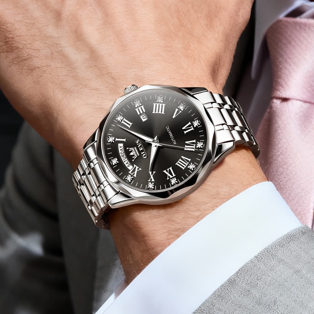 OLEVS 6780 Roman Numerals Day Date Mechanical Watch for Men