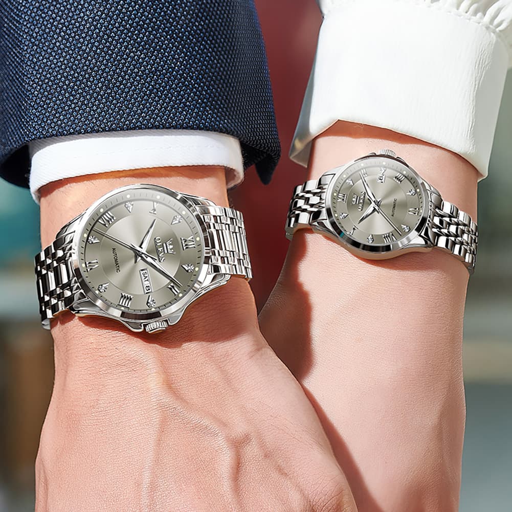 OLEVS 6702 Diamond Automatic Mechanical Watch For Couples