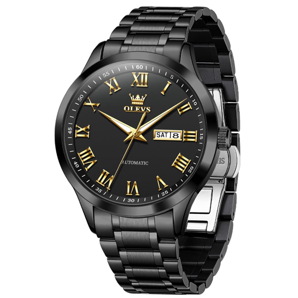 OLEVS 7075 Roman Numeral Dual Calendar Automatic Watch For Men