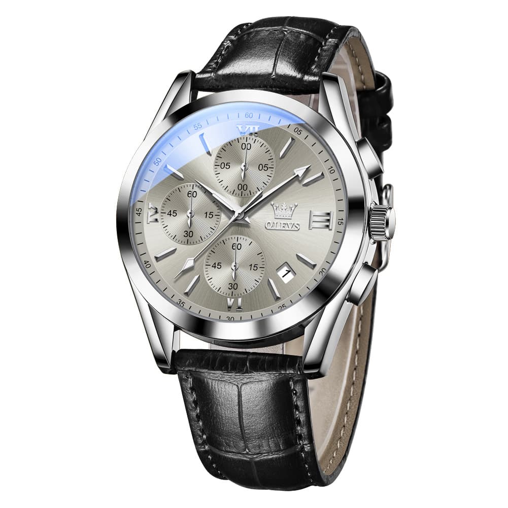 OLEVS 2872 Sophisticated Chronograph Leather Watch for Men