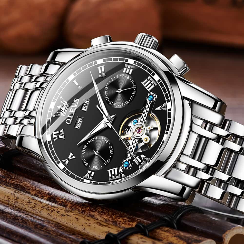 OLEVS 6607 Classic Open Heart Automatic Mechanical Watch for Men