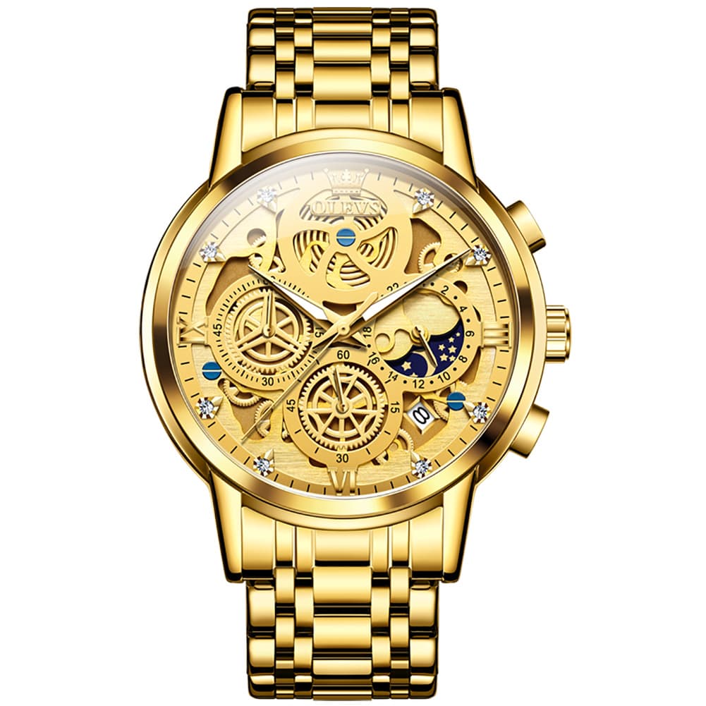 OLEVS 9947 Hollow Skeleton Chronograph Steel Watch for Men