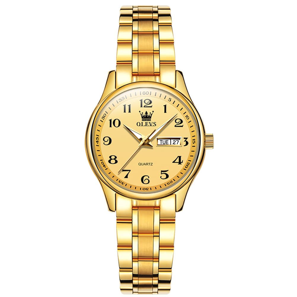 OLEVS Men and Women Couple Watch Stainless Steel Quartz Day Date Arabic Numerals 5567