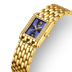 OLEVS 3700 Petite Rectangle Crystal Womens Watch Stainless Steel