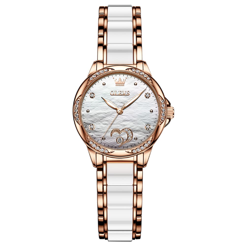 OLEVS 6631 Ceramic Mechanical Skeleton Watch for Women