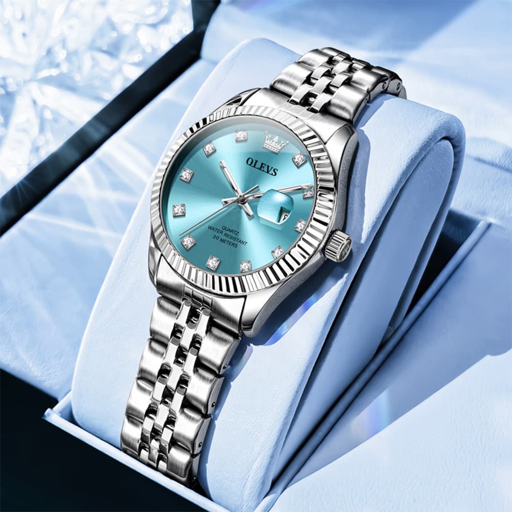 OLEVS 3705 Classic Luxury Fluted Bezel Quartz Watch for Women