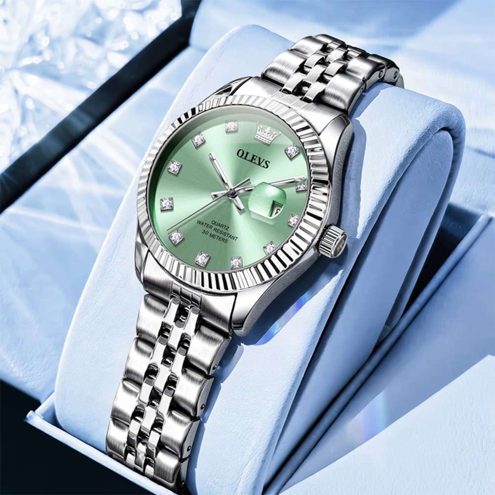 OLEVS 3705 Classic Luxury Fluted Bezel Quartz Watch for Women