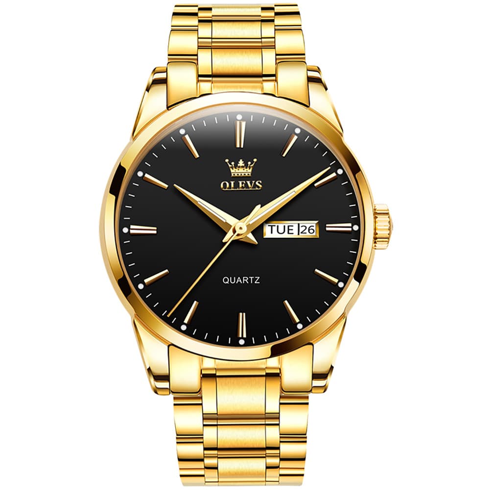 OLEVS 6898 Ultra Thin Day Date Watch Stainless Steel Quartz Casual Timepiece for Men