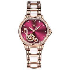OLEVS 6656 Ceramic Mechanical Musical Note Watch for Women