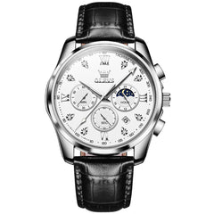 OLEVS 2888 Leather Chronograph Moon Phase Watch for Men
