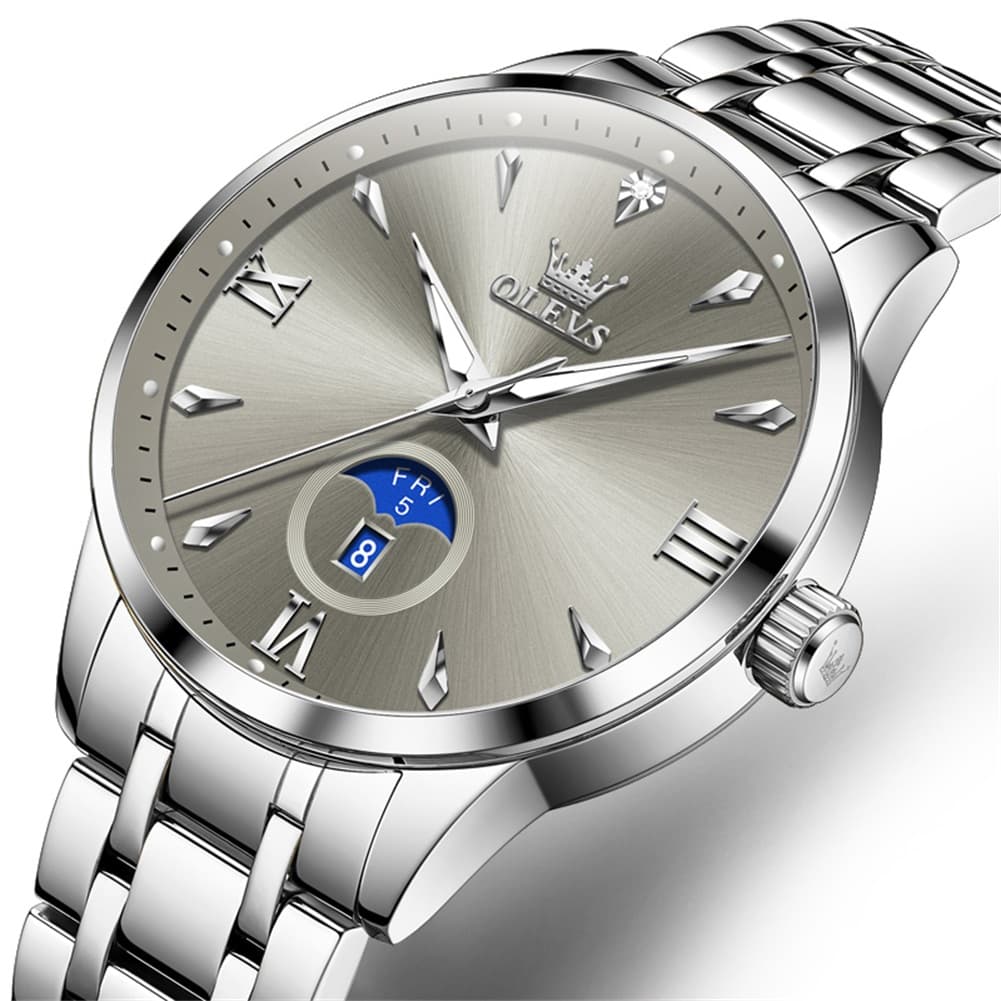 OLEVS 3646 Diamond Mirror Calendar Quartz Watch for Men
