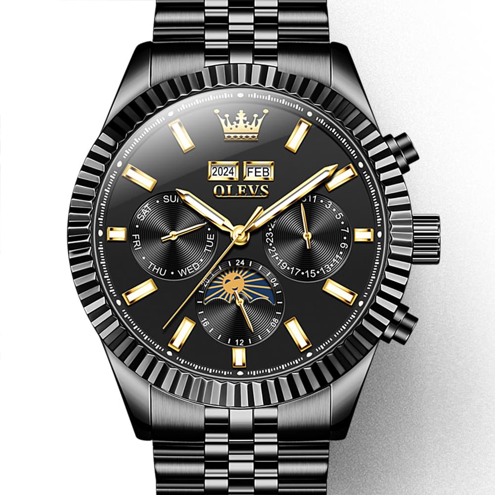 OLEVS 6688 Automatic Moon Phase Stainless Steel Watch for Men