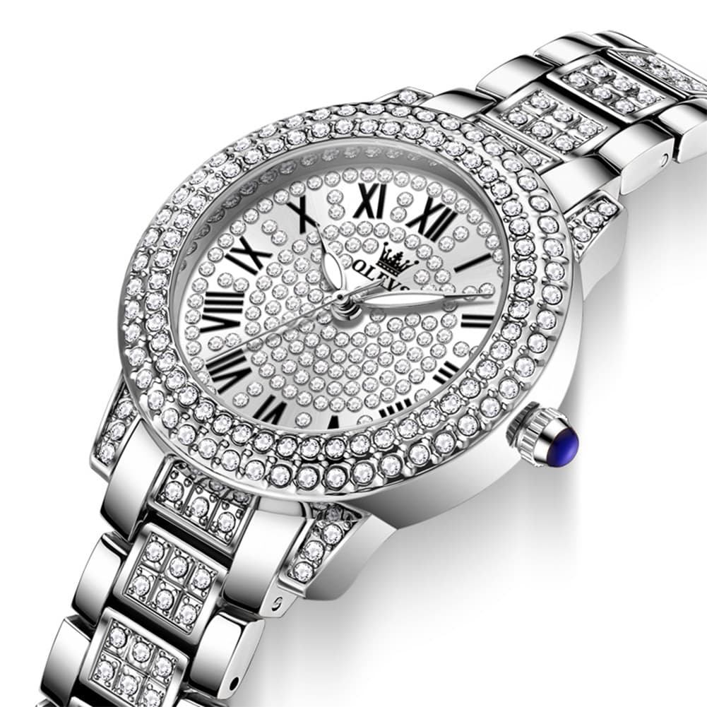 OLEVS 9943 Diamond Paved Dial Luxury Watch for Women