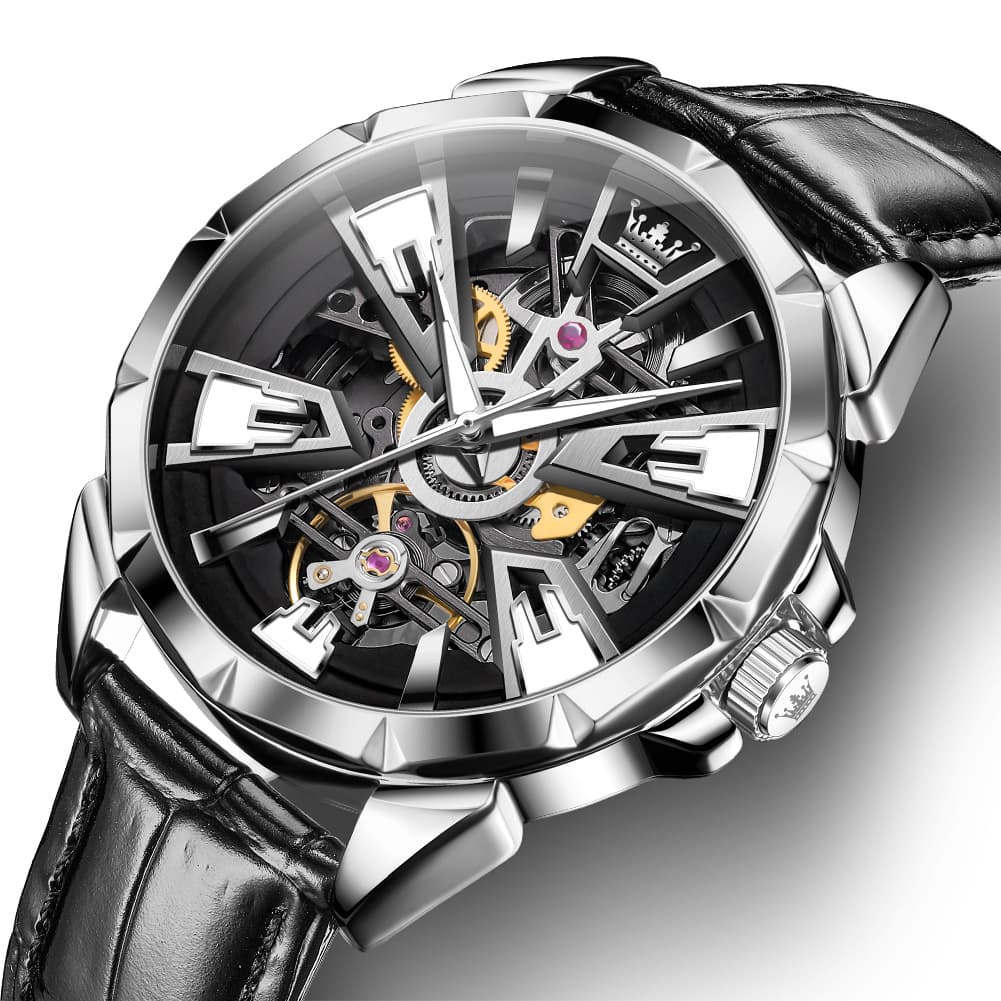 OLEVS 7051 Skeleton Racing Mechanical Watch For Men