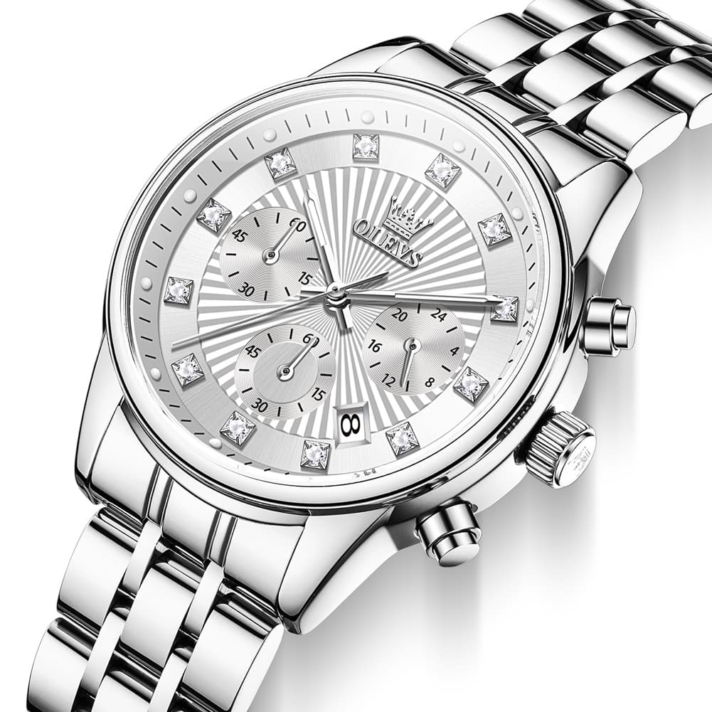 OLEVS 3669 Quartz Multi Dial Diamond Watch For Women