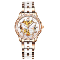 OLEVS 6622 Butterfly Skeleton Mechanical Watch for Women