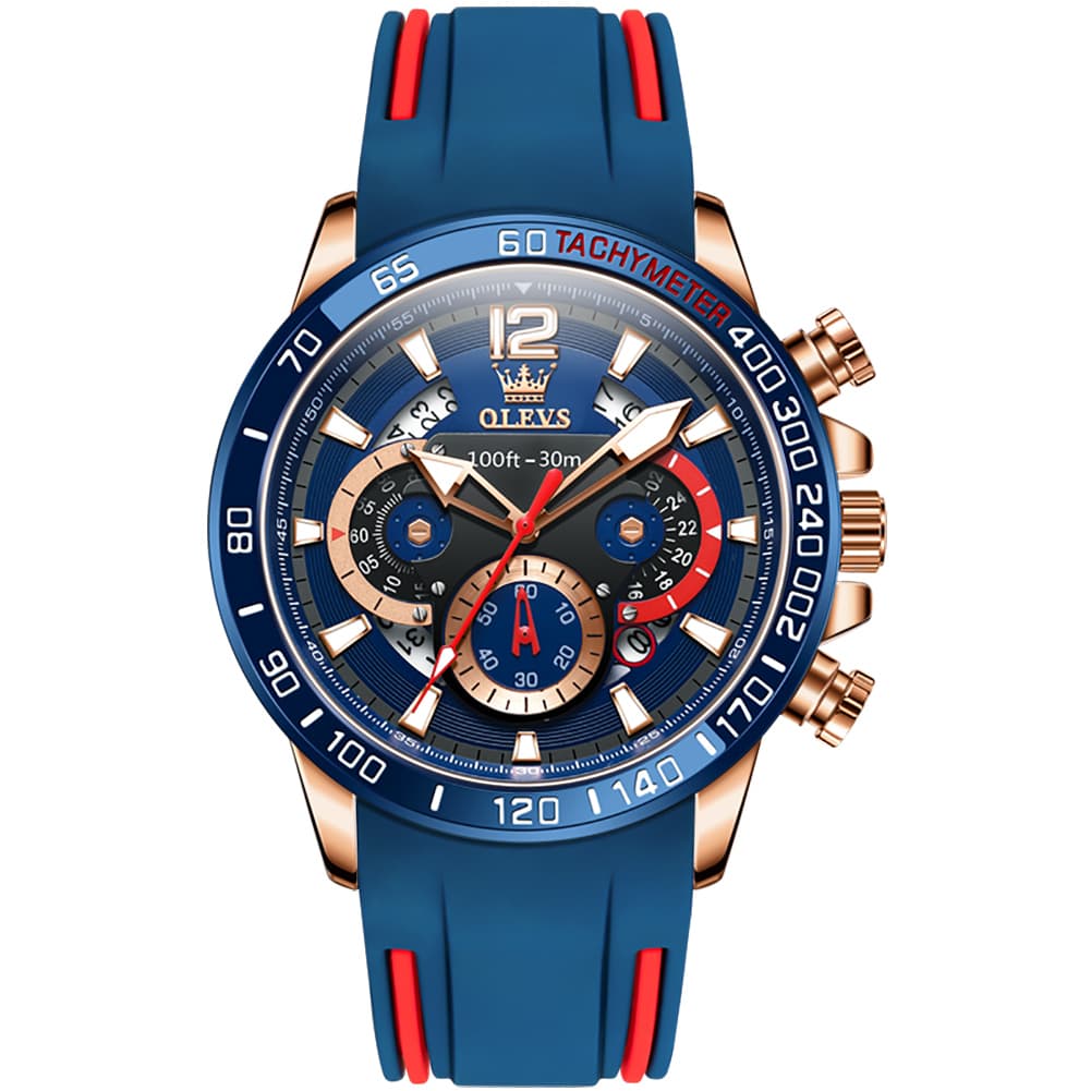 OLEVS 9936 Silicone Strap Racing Chronograph Watch for Men