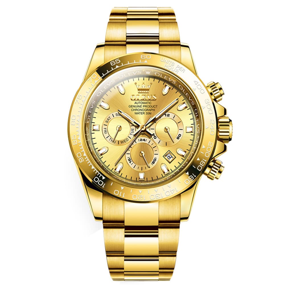 OLEVS 6638 Stainless Steel Chronograph Tachymeter Watch for Men