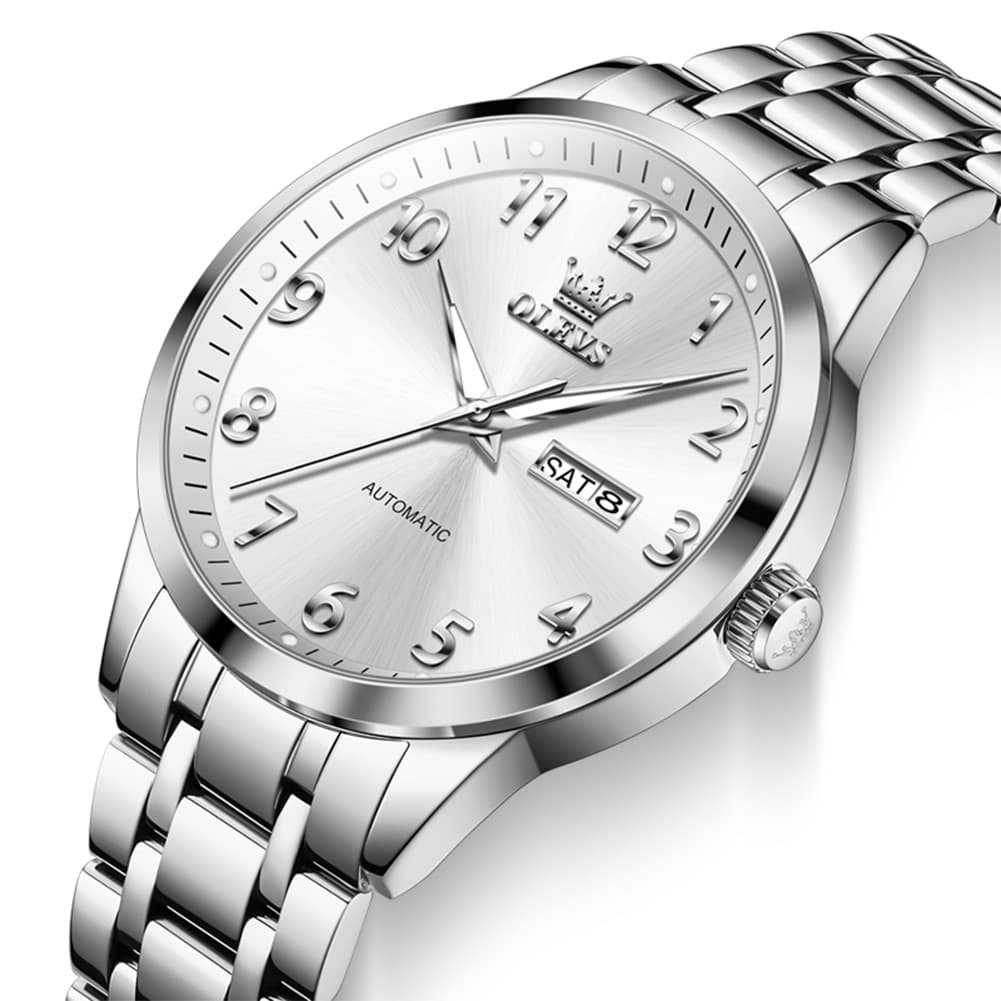 OLEVS 7078 Arabic Numeral Dual Calendar Automatic Watch For Men