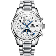 OLEVS 6667 Stainless Steel Mechanical Moon Phase Watch for Men