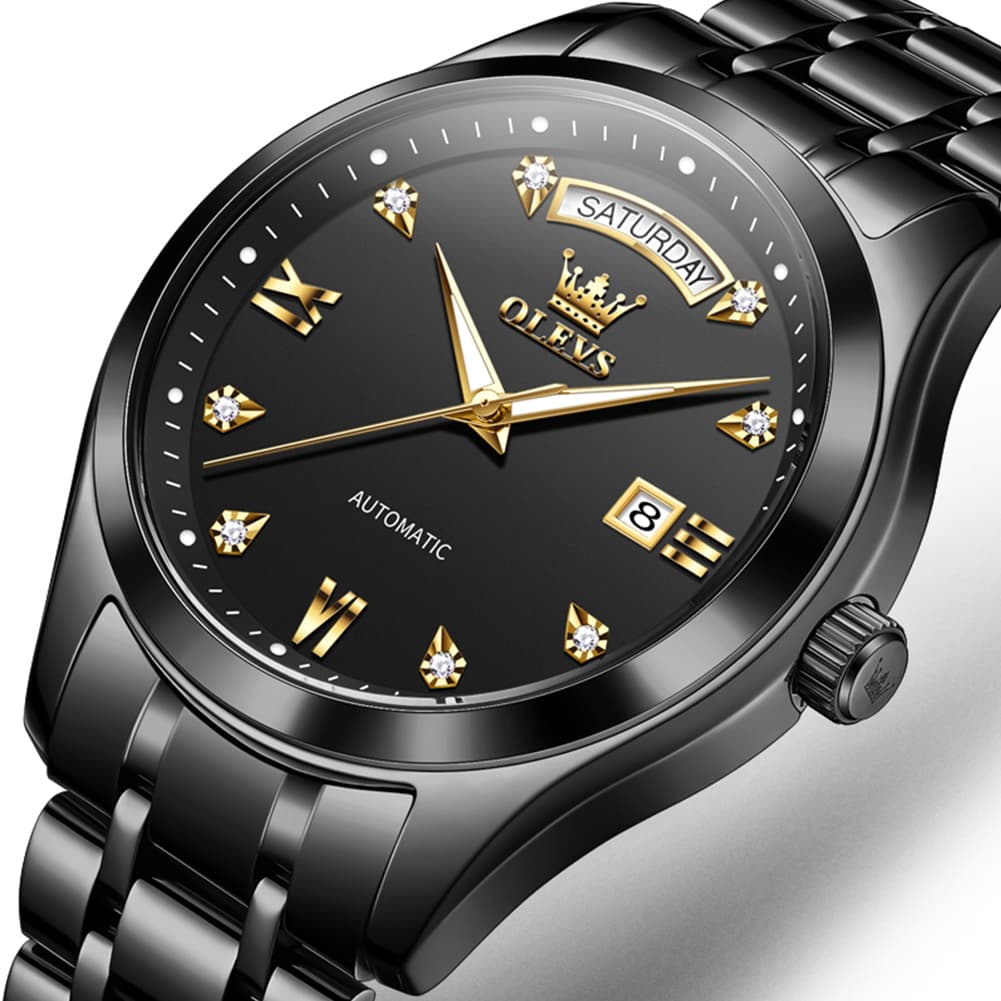 OLEVS 6752 Diamond Dial Day Date Mechanical Watch for Men