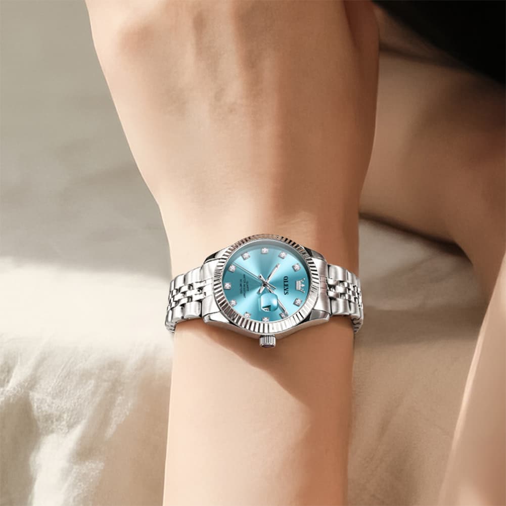 OLEVS 3705 Classic Luxury Fluted Bezel Quartz Watch for Women
