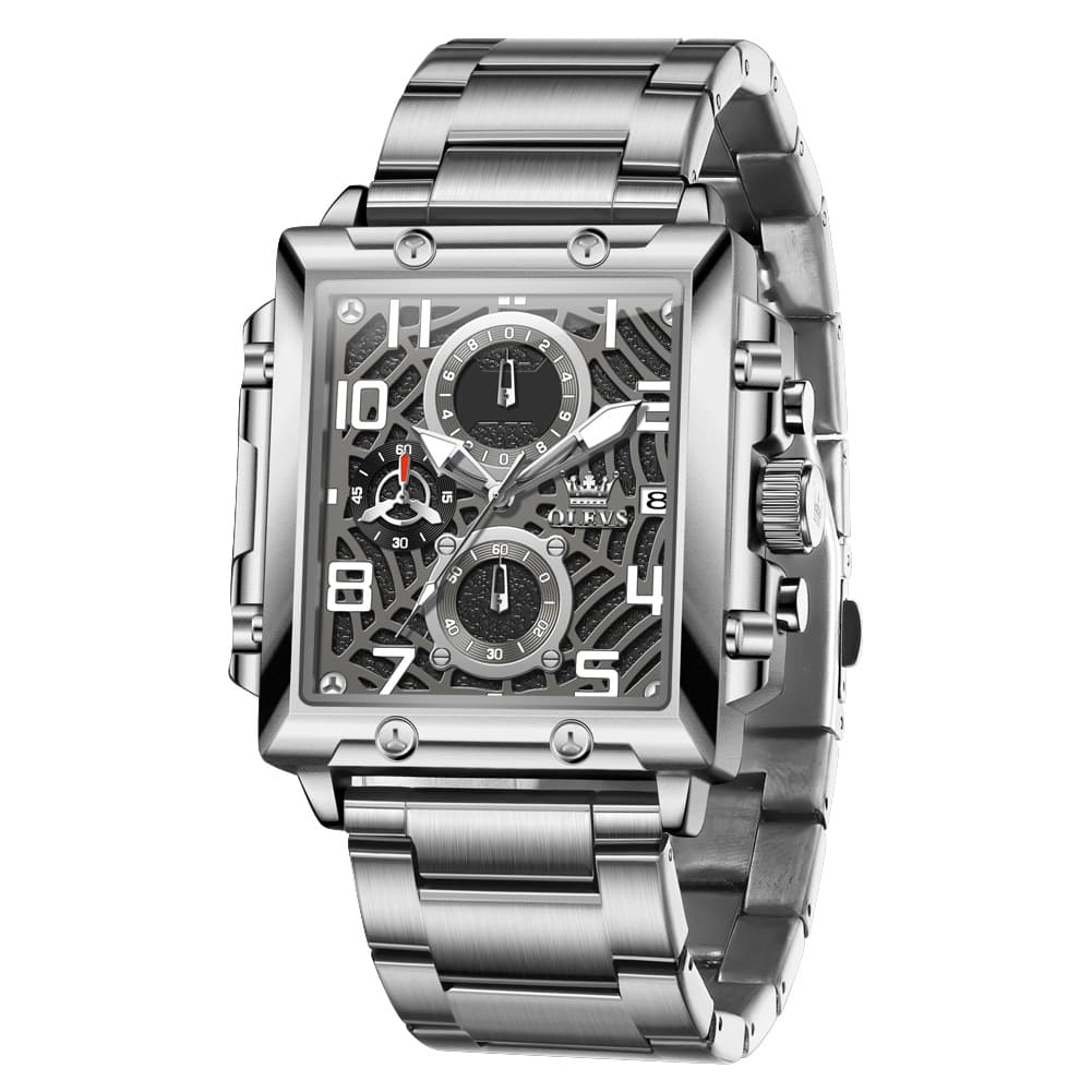 OLEVS 2958 Square Skeleton Chronograph Watch for Men